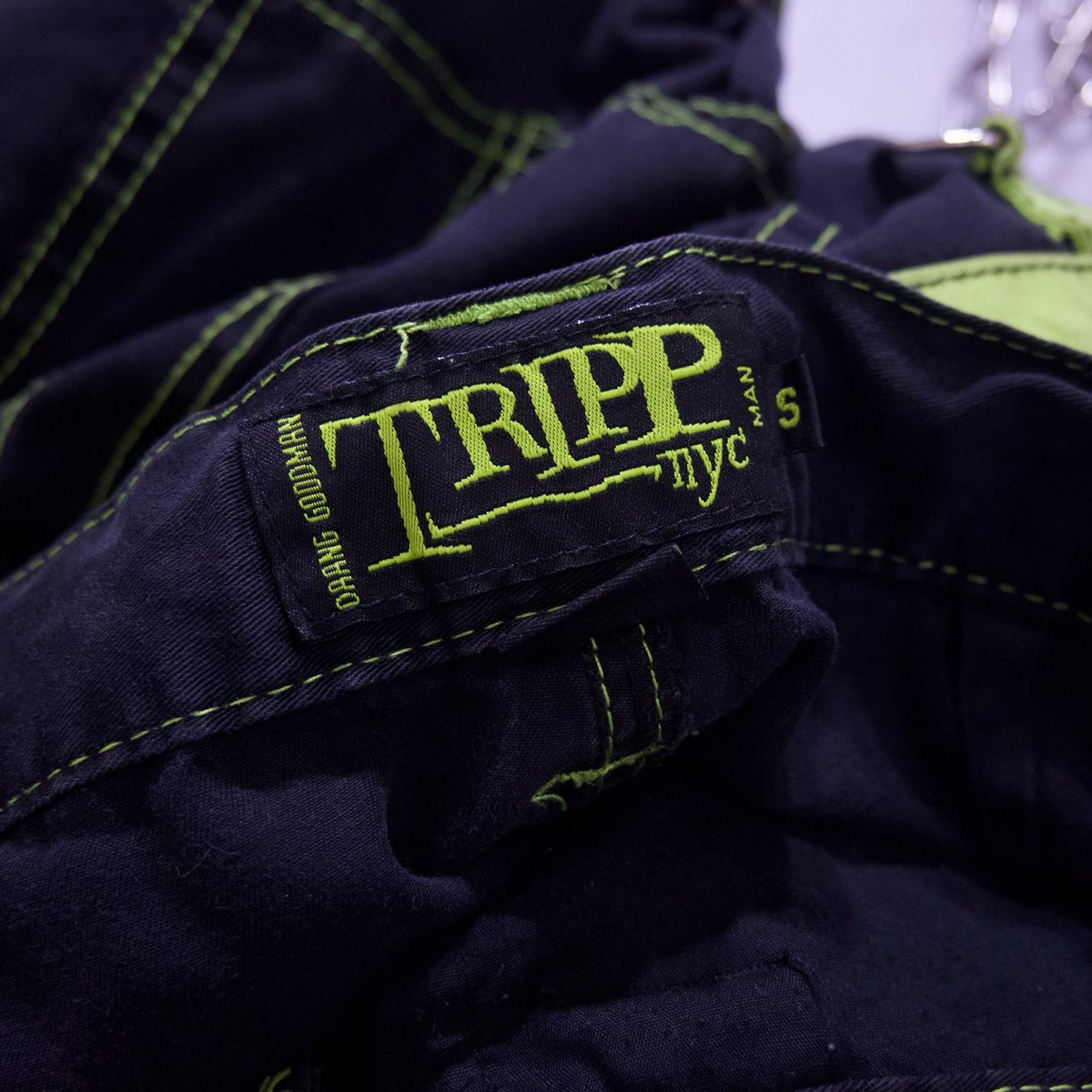 TRIPP NYC Chains Studs Zip Biohazard Print Deta