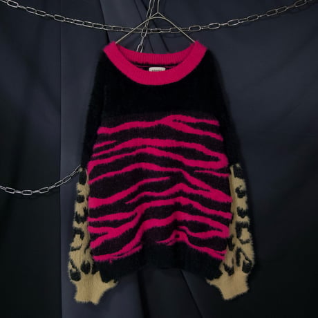 Euro “VisualKei Spice” Zebra&Leopard Shaggy Knit Sweater