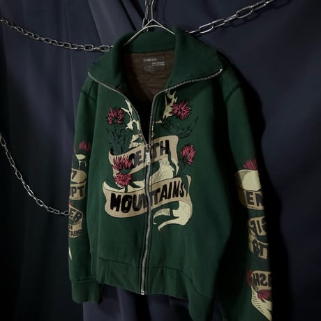 ENERGIE Shorthorn Skull Flowers Graphics FullZip HighNeck Sweatshirt