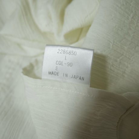 90s~00s RENOWN Japan made Triacetate Pleats Gauze Emblem Embroidery L/S Shirts