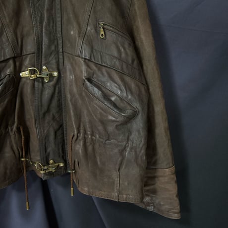 FRANCE made Leather Oiled Fireman Jacket/Mountain Hoodie