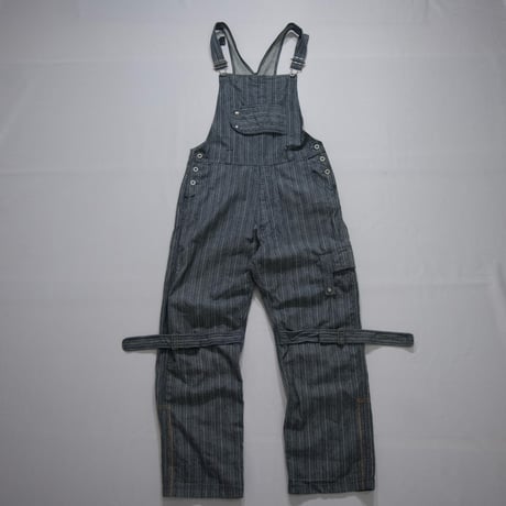 PPFM Bondage Velcro Tape Gimmick Stripe Denim Overall