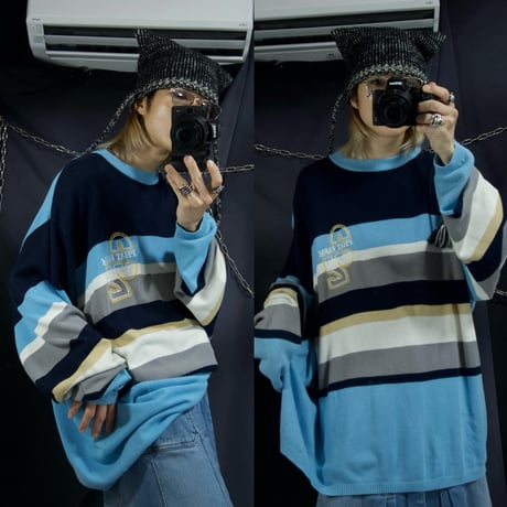 Phatfarm Thick Pitch Borders Cotton×Acrylic Embroidery Knit Sweater