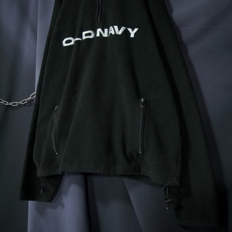 00s c2002 OLDNAVY Silver Embroidery Halfzip Pullover Fleece Jacket