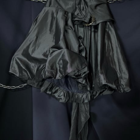 USED Deformation Design Medium Length Balloon Shiny Skirt
