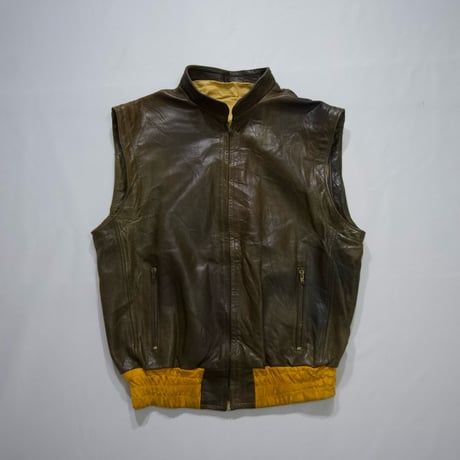 England made Suede Switching HighNeck Leather Vest