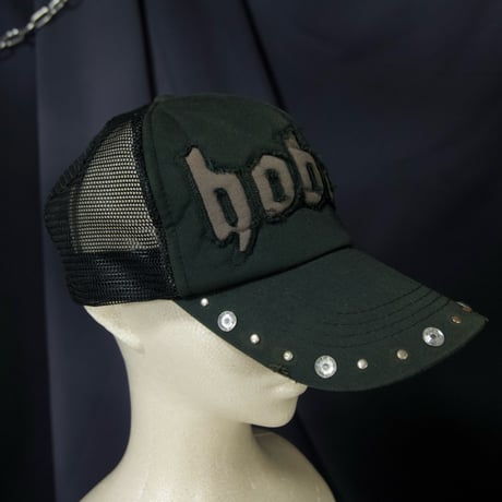 “2000s Spice” Square Studs Crystal Stones Embroidery Mesh Cap
