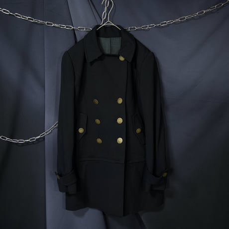 USED 2way Short/Medium Huge Gold Bottoms Wool Napoleon Jacket/P Coat