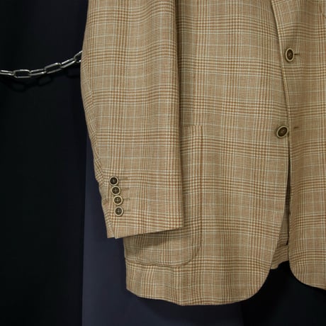 PAL ZILERI Italy made “Modern” Glen Check Silk×Linen×Wool Quarter Lined Tailored Jacket