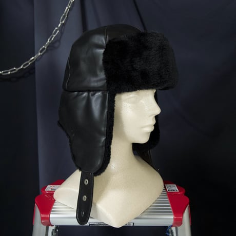 USED PU Leather Fleece Boa Flight Cap