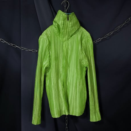 90s Julialane Reversible Hawaiian Graphic High Neck Sailor Collar Full Zip Pleats Shirts Jacket
