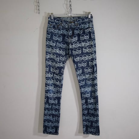90s~00s Hysterics Skull Patterns Denim Pants