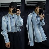 90s~00s FUSAI Jeans “ItalianDetail×HipHop” Ramie×Cotton Chambray Multi Striped L/S Shirts