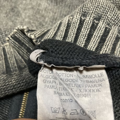 Unknown USED Cotton FullZip Design Knit Sweater