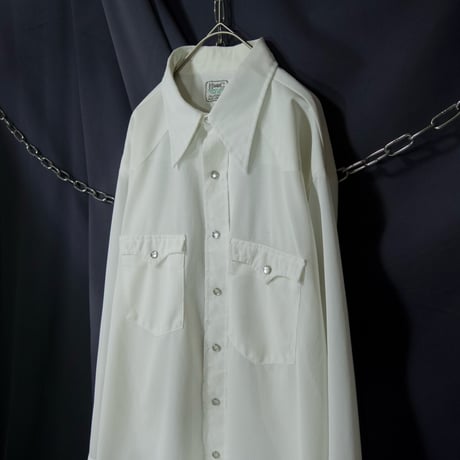 70s USA made H BAR C Popeline Blank Western L/S Shirts