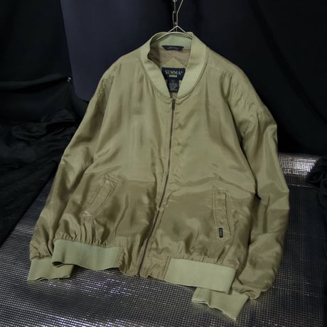 90s SUMMA Smoky Champagne Gold Silk 100% MA-1 type Box silhouette Bomber Jacket
