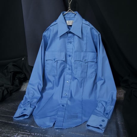 70s conqueror USA made Cyan Blue Poplin L/S Work Shirts