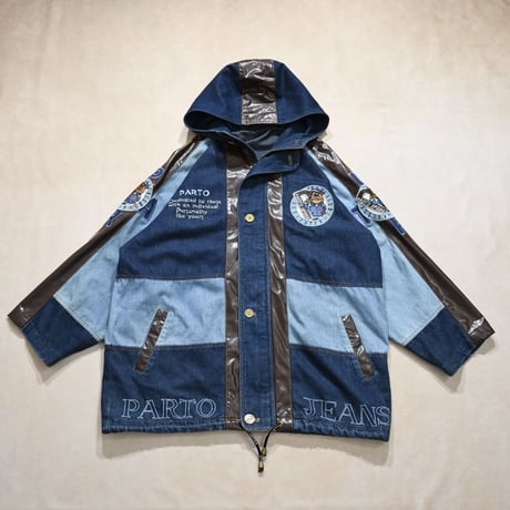 PARTO SPORT Denim×PU Leather Mountain Hoodie Jacket