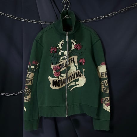 ENERGIE Shorthorn Skull Flowers Graphics FullZip HighNeck Sweatshirt