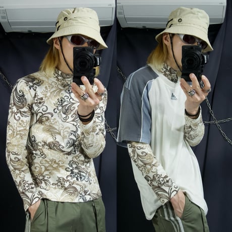 KAREN SCOTT Lily Pattern Highneck Second Skin/L/S Tee