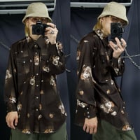 70s USA made H BAR C Printed Botanical Flowers Graphic L/S Western Shirts