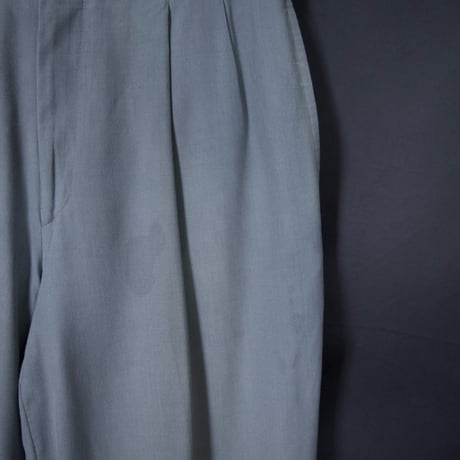 gBocchese Italy made grayish blue 2Tuck Center Crease Silk100% Tapered Slacks