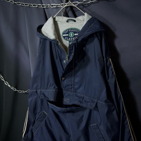 90s~00s GAP VARSITY CLASSIC Half Zip Sideline Nylon Pullover Hoodie Jacket