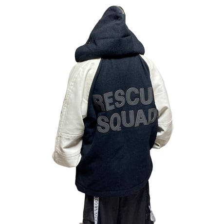 RESQUE SQUAD PU LeatherSleeve Sailor Award Jacket