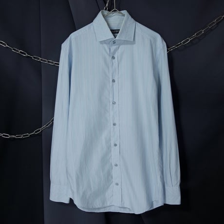 Dolce&Gabbana Italy made Ivy Stripes×Herringbone Horizontal Due-botton Collar L/S Dress Shirs