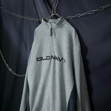 90s~00s OLD NAVY Halfzip Pullover Side Switching&Embroidery Fleece Jacket