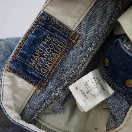 Marithe Francois Girbaud Switching Seam Cargo Pocket Design Flare Denim