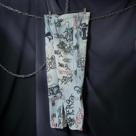 JADED LONDON Full Graphics Alien&Fire Baggy Denim