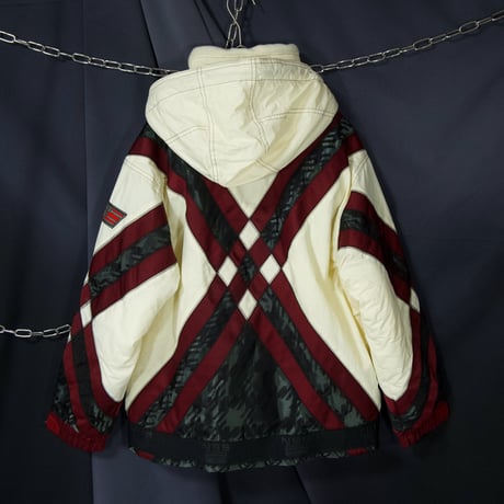 90s NICOLE SPORTS Deadstock Jacquard Switched Pudding Nylon Snowboard Jacket/Half Zip Anorak Hoodie