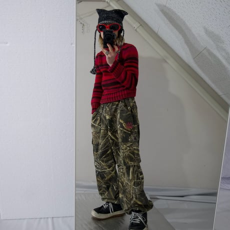 DKNY JEANS MultiBorder Acrylic×Wool HighNeck Knit