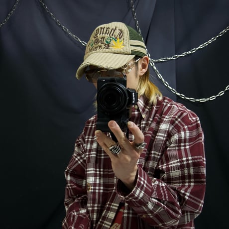 “2000s Spice” Fraktur Tribal Marijuana Embroidery Crush Hemp Mesh Cap