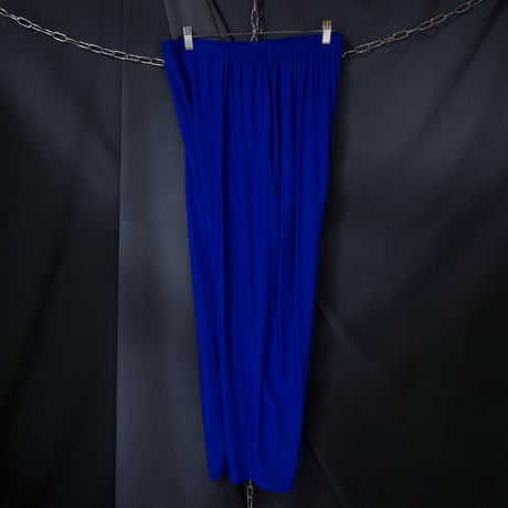 ChristineLaure France made Vivid Cerulean Blue Viscose Rayon 100% Wide Tapered Easy Pants