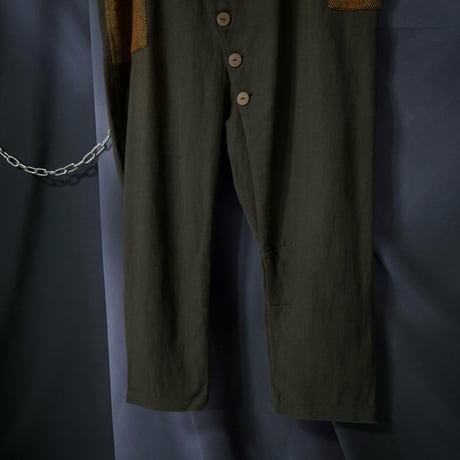 USED HerringBorn Deformation 6 Button Cotton Knit Saruel Pants