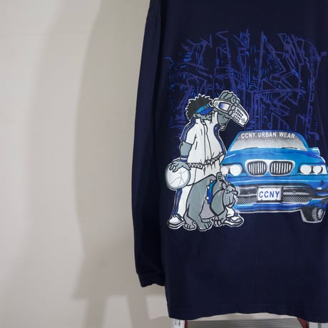 90s~00s CCNY Urban Wear HipHop Bboy Glaphics  L/S Tee