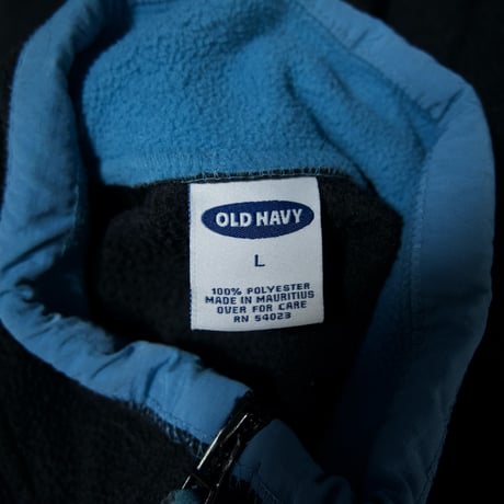 90s c1999 OLDNAVY 2tone Switching Black×SaxBlue Pullover Halfzip Fleece Jacket