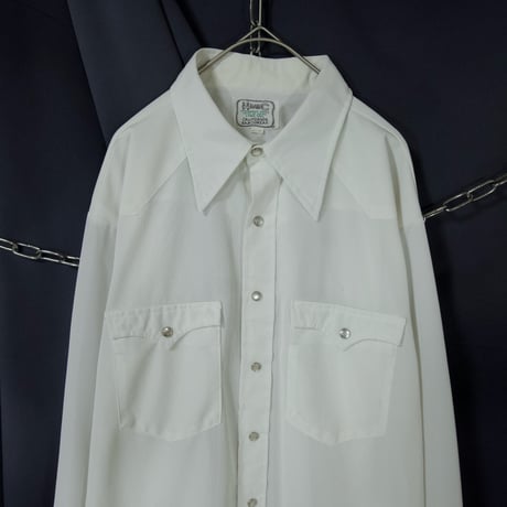 70s USA made H BAR C Popeline Blank Western L/S Shirts