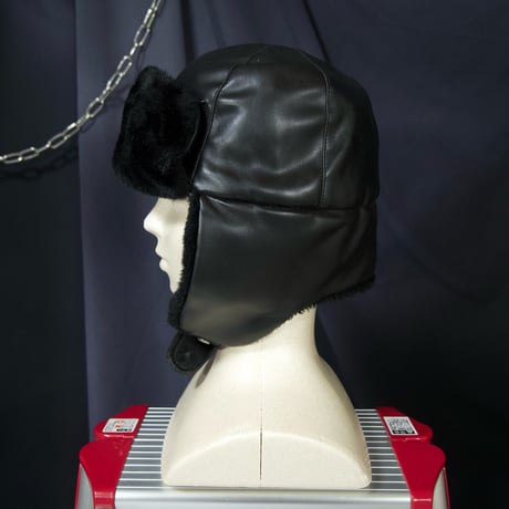 USED PU Leather Fleece Boa Flight Cap