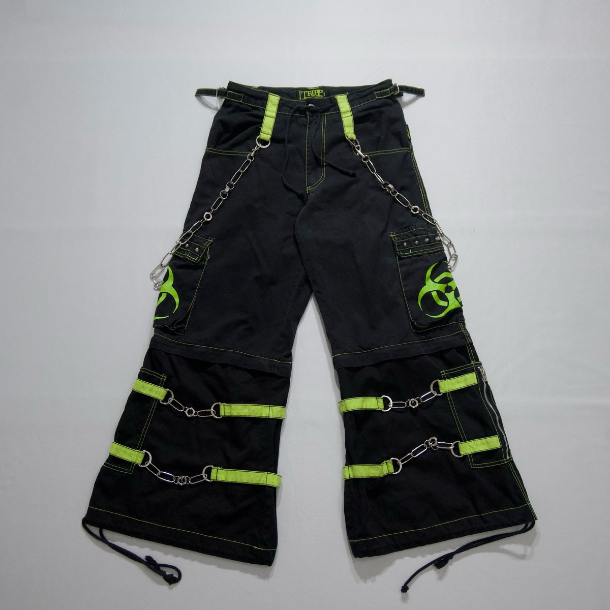 TRIPP NYC Chains Studs Zip Biohazard Print Deta TRIPP NYC Chains Studs Zip Biohazard Print Deta