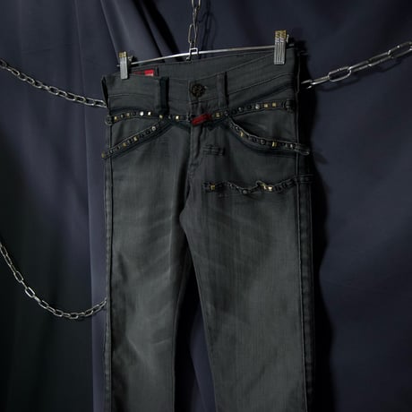 Marithe Francois Girbaud Studs Tape Snaker Skinny Denim