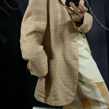 PAL ZILERI Italy made “Modern” Glen Check Silk×Linen×Wool Quarter Lined Tailored Jacket
