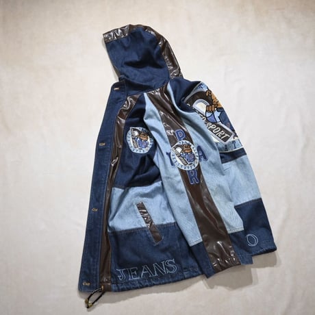 PARTO SPORT Denim×PU Leather Mountain Hoodie Jacket