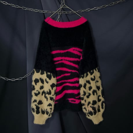 Euro “VisualKei Spice” Zebra&Leopard Shaggy Knit Sweater
