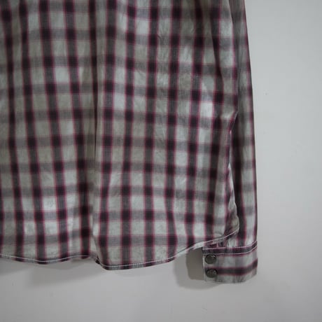 USED 00s taste Ombre Check Tribal Design L/S Western Shirts