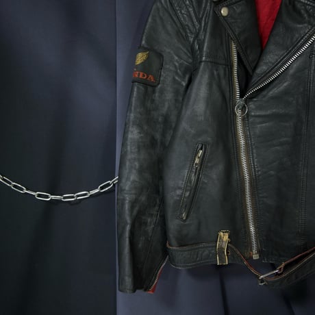 80s~90s Euro 2way Detachable Leather Double Riders Jacket