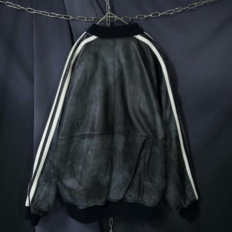 USED Sun Fade Oversized Sideline All Leather Stadium Jacket