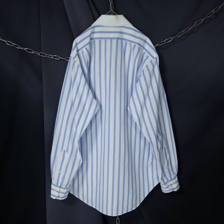 90s Polo by Ralph Lauren “None Pony Embroidery” Regatta Stripe Horizontal Collar L/S Clerical Shirts
